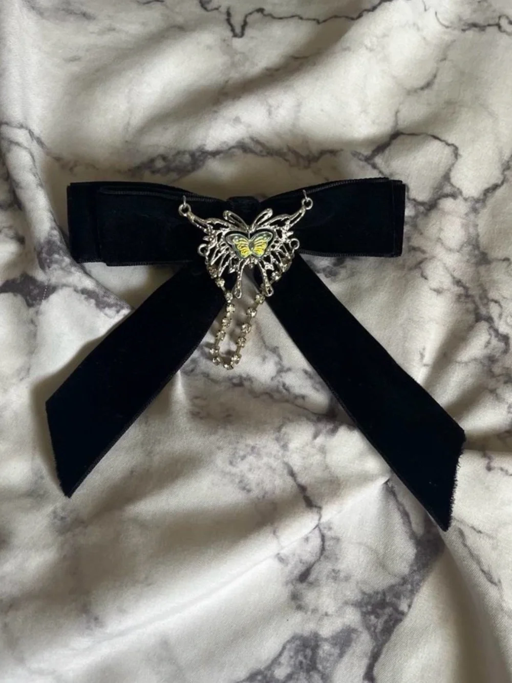 Black Velvet Butterfly Bow Hair Clip